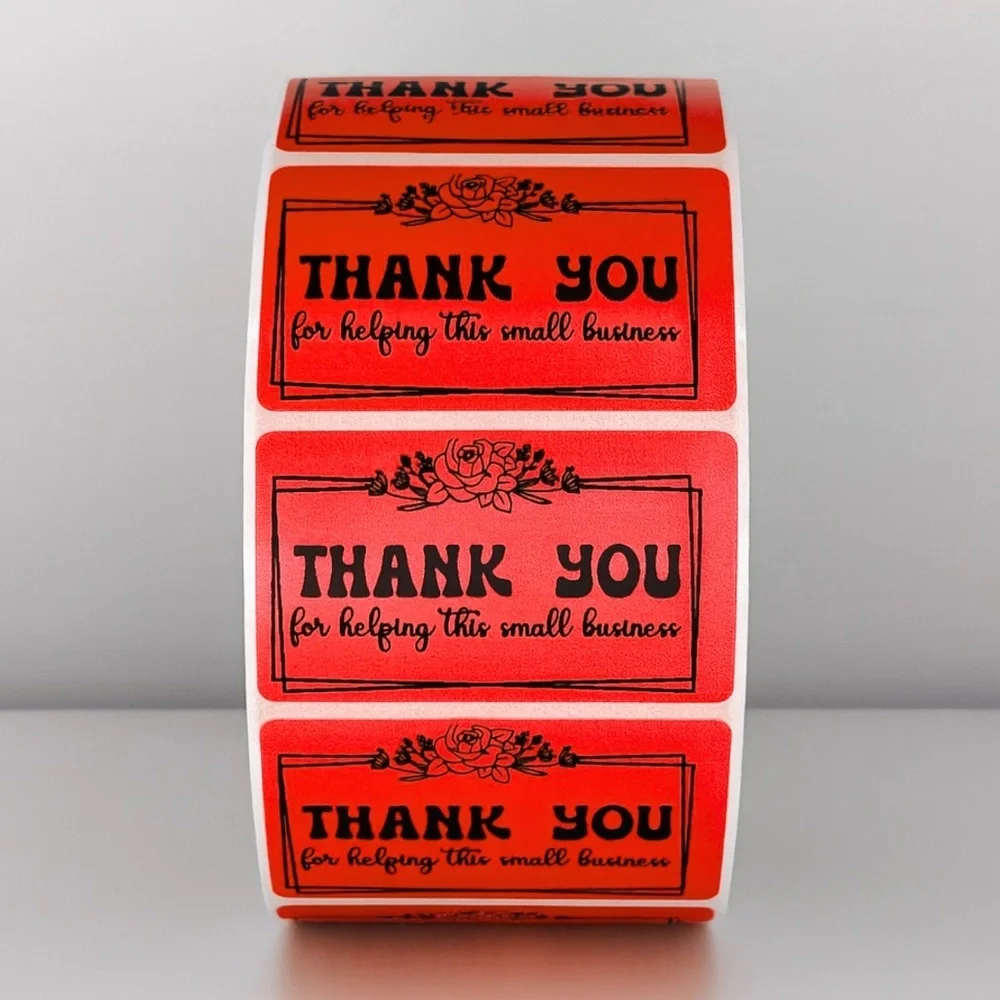 Thank You Small Business Stickers | Mint Green Floral Packaging Labels